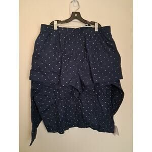 Pajama Set Flannel Long Sleeve Top Shorts 2 pc Auden Polka Dot Navy Large New